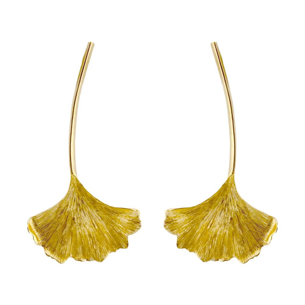 Oscar de la Renta Gorgeous Ginkgo Leaf Post Earrings in 22k Gold-Plated Finish